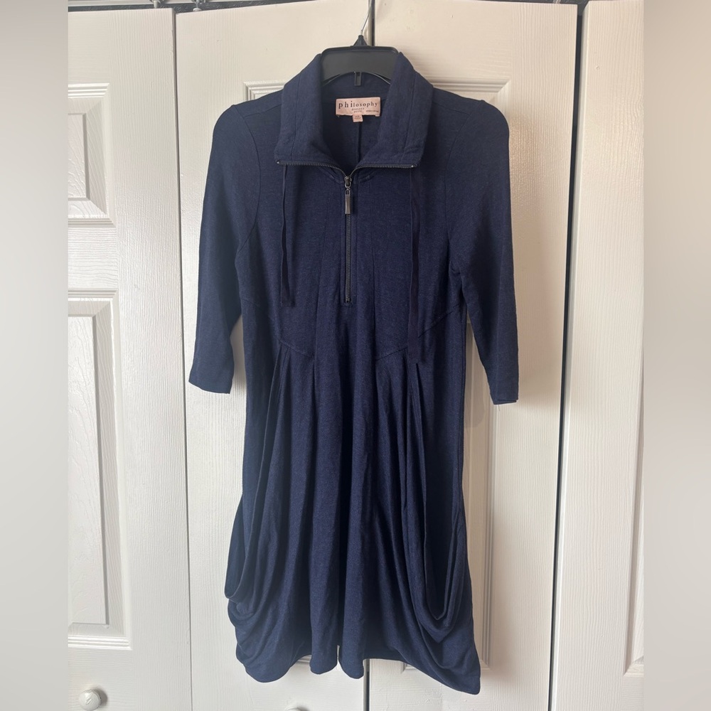 Philosophy Women's Gray Casual Dress Republic Clothing, Blue, Petite Small